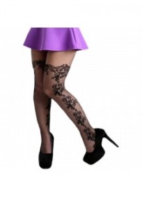 Collant fantaisie grande taille - collant tulle "daisy" avec motif floral le long de la jambe Pamela Mann
