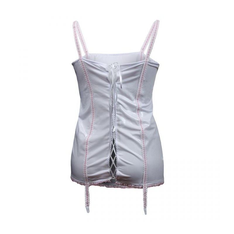 guêpière grande taille - guepiere blanche sexy latex andalea (dos)