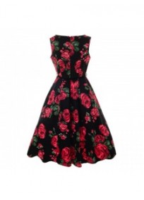Robe grande taille - Robe pin up années 50 "roses rouges" lady vintage (dos)