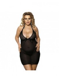 nuisette grande taille - ensemble nuisette dos nu + string "Amysa" Anais apparel (face porté)