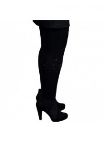collant grande taille - collant opaque noir 80 deniers avec motifs en strass sur les côtés (droite)