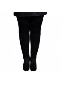 collant grande taille - collant opaque noir 80 deniers avec motifs en strass sur les côtés (face)
