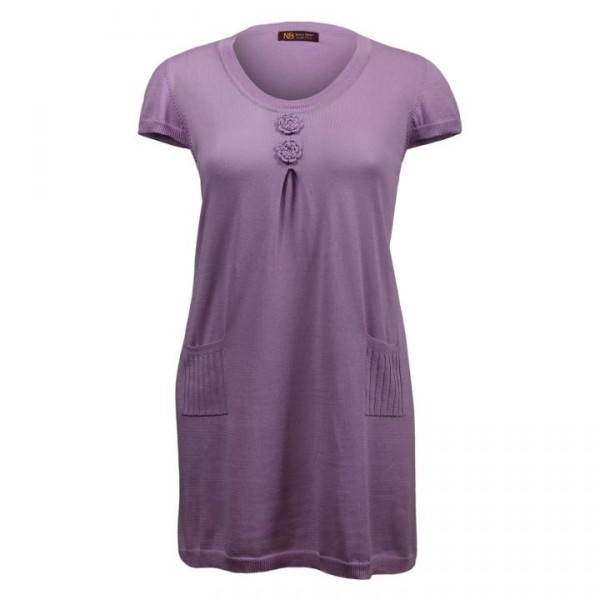 tunique grande taille - robe tunique longue lilas ladybelle (face)