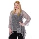 tunique grande taille - top maille filet évasé gris chiné magna fashion