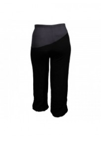 pantalon grande taille - pantacourt effet froissé 2W noir et gris (dos)