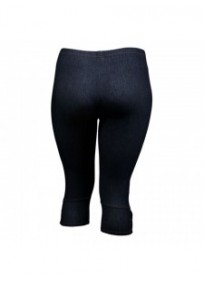 Pantalon grande taille - legging court aspect jeans bleu (dos)