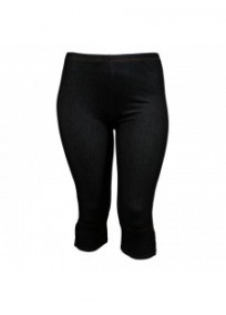 Pantalon grande taille - legging court aspect jeans noir (face)