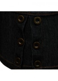 Pantalon grande taille - legging court aspect jeans noir (détail)